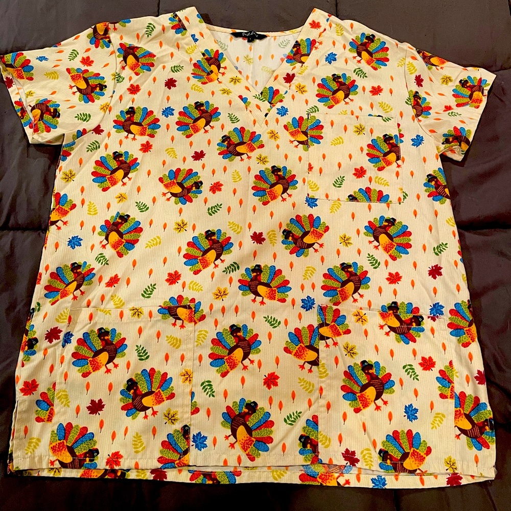 Just Love Thanksgiving Turkey scrub top